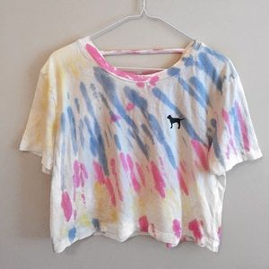 M PINK Victoria’s Secret Tie Dye T Shirt Rainbow